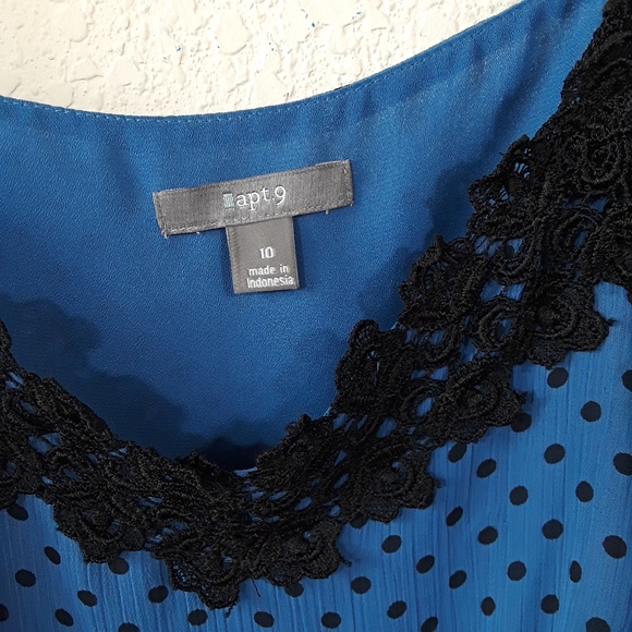 Apt 9 sz10 Blue & Black Dotted Babydoll Style Tank - Picture 6 of 11